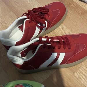 Red and White Sneakers